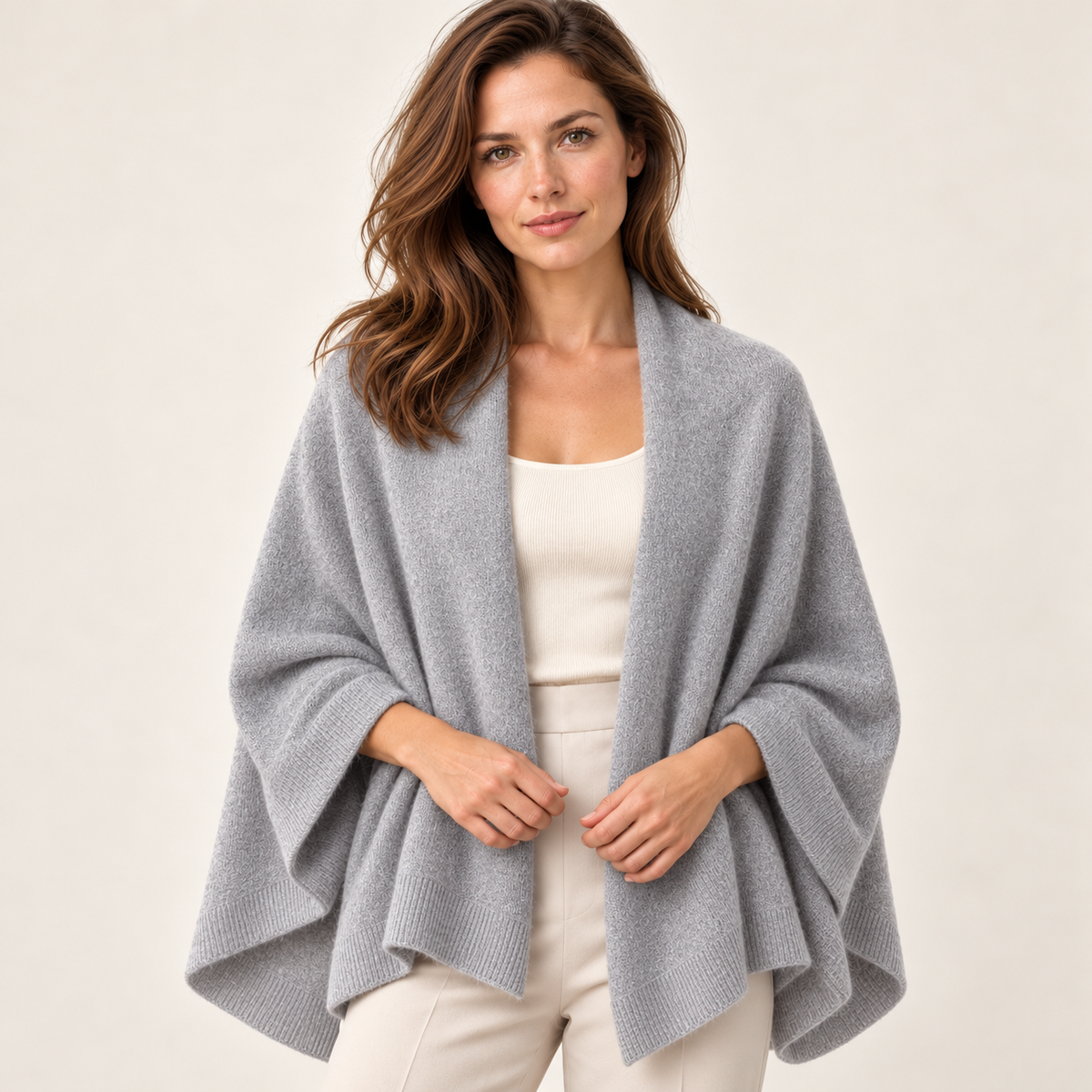Grey scarf — front on model