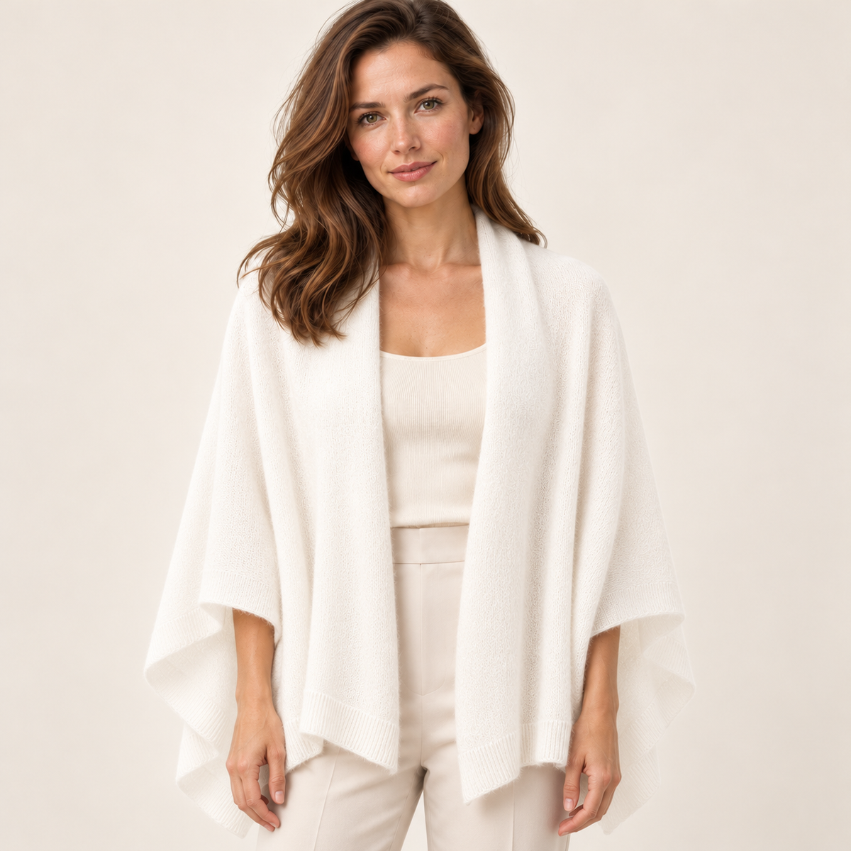 White scarf — front on model