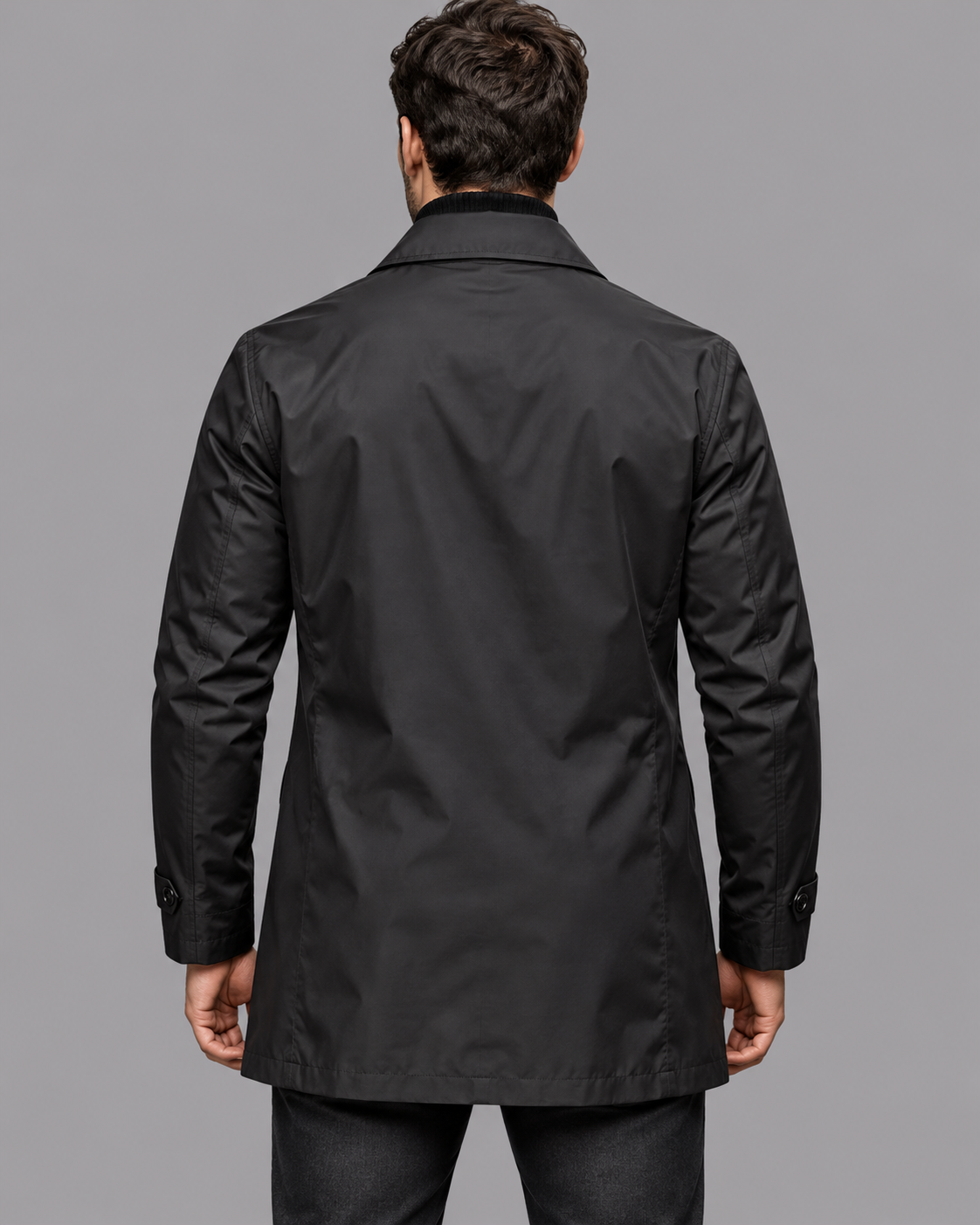 Men's Mac Coat - Water Resistant Button Front Mid Length Jacket