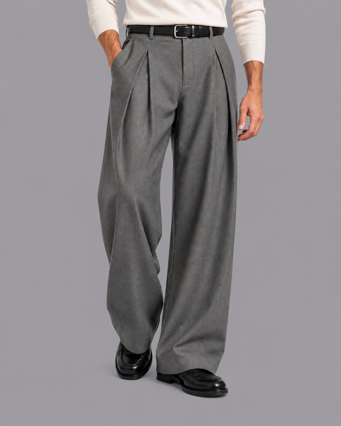 Men's Pleated Trousers - Wide Leg Relaxed Tailored Smart Casual