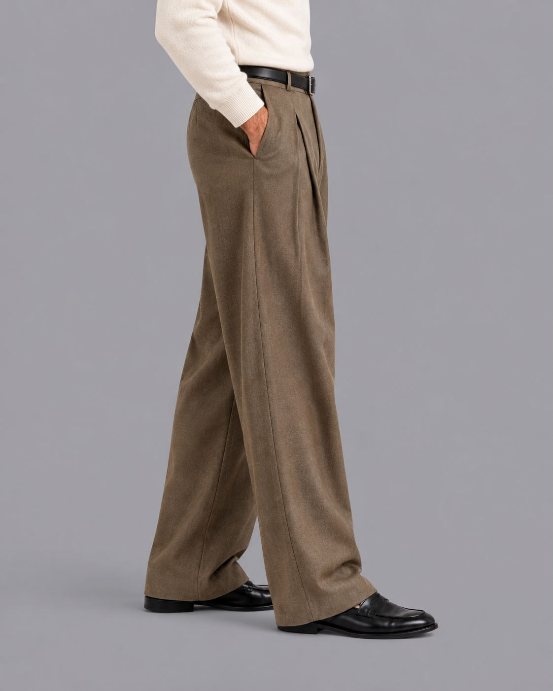 Men's Pleated Trousers - Wide Leg Relaxed Tailored Smart Casual
