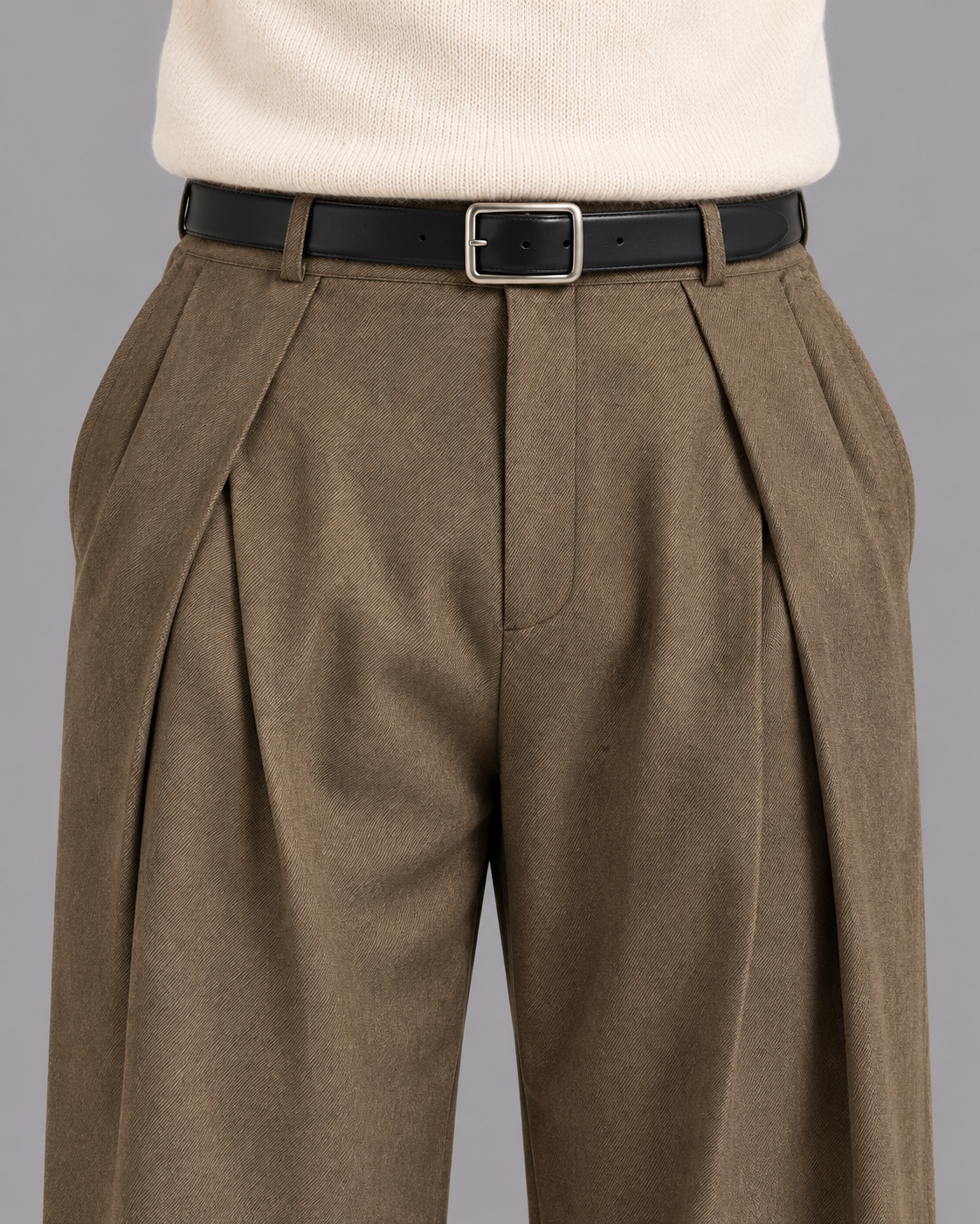 Men's Pleated Trousers - Wide Leg Relaxed Tailored Smart Casual