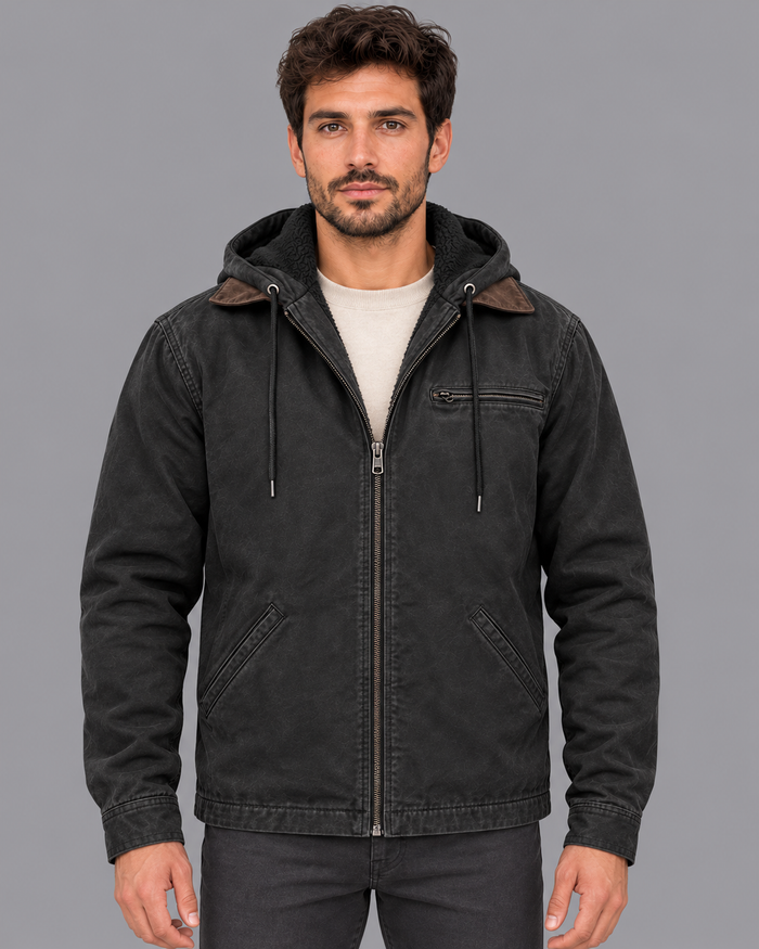 Men's Winter Jacket - Fleece Lined Cotton Thermal Zip Pockets