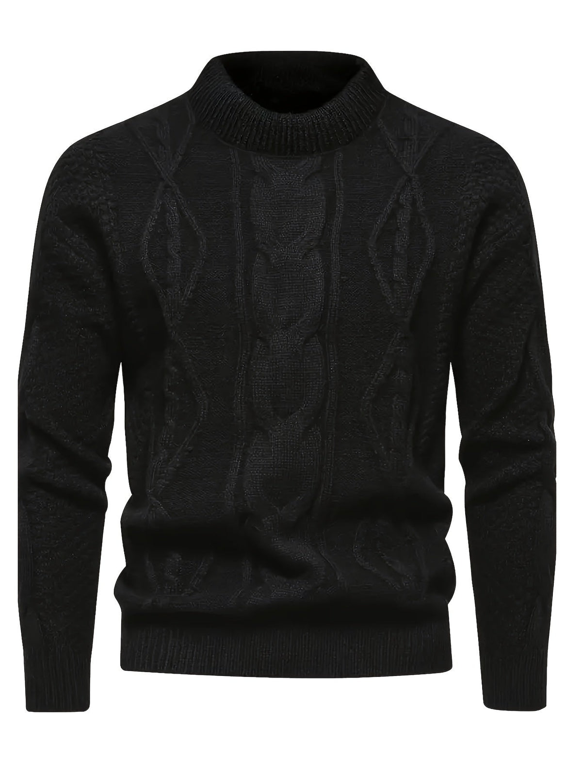 Men's Knitted Jumper - Cable Knit Crew Neck Regular Fit Winter