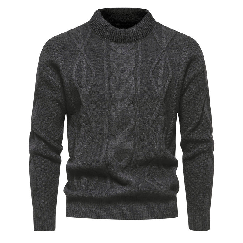 Men's Knitted Jumper - Cable Knit Crew Neck Regular Fit Winter