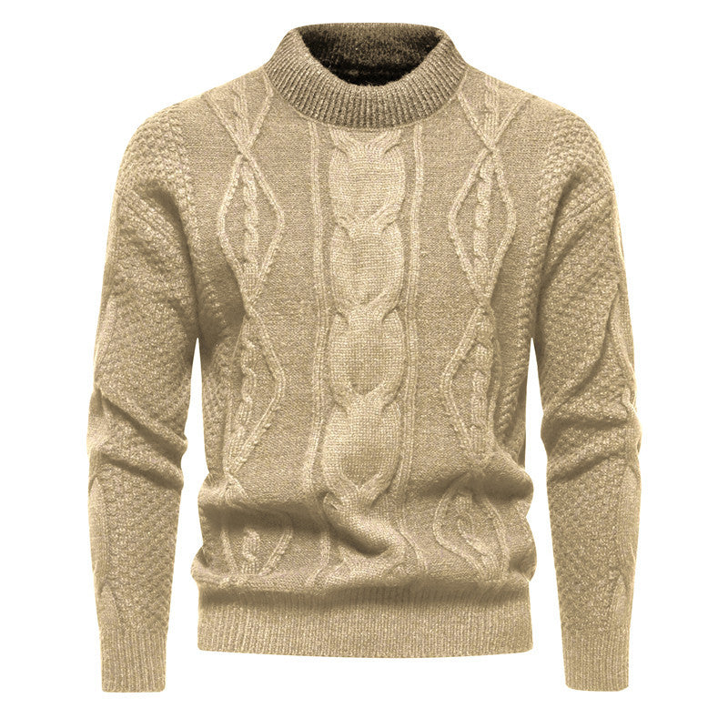 Men's Knitted Jumper - Cable Knit Crew Neck Regular Fit Winter