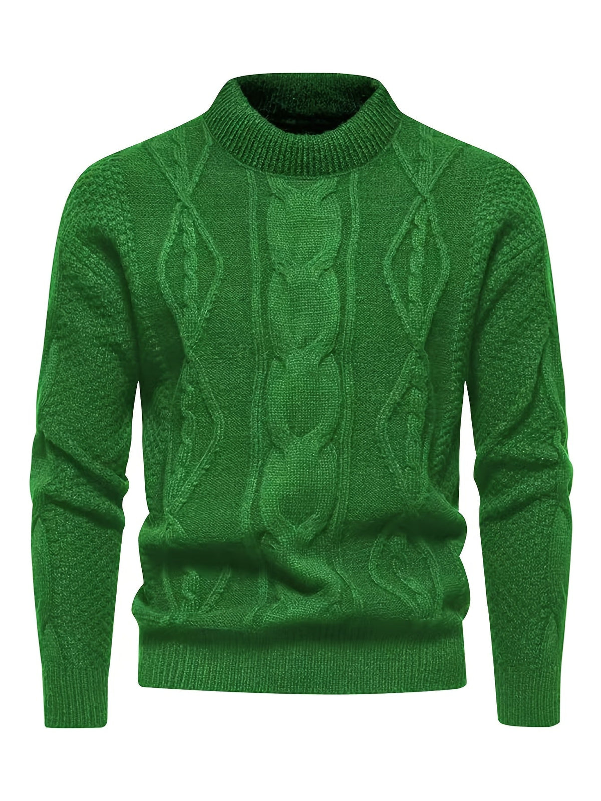 Men's Knitted Jumper - Cable Knit Crew Neck Regular Fit Winter