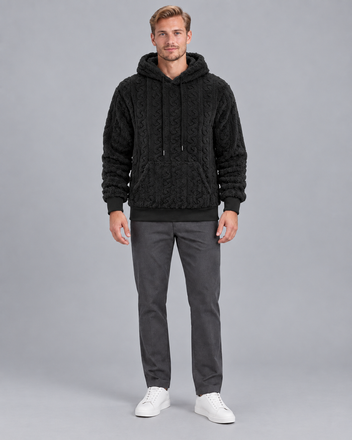 Men's Zip Up Knit - Striped Hooded Jumper Full Zip Regular Fit