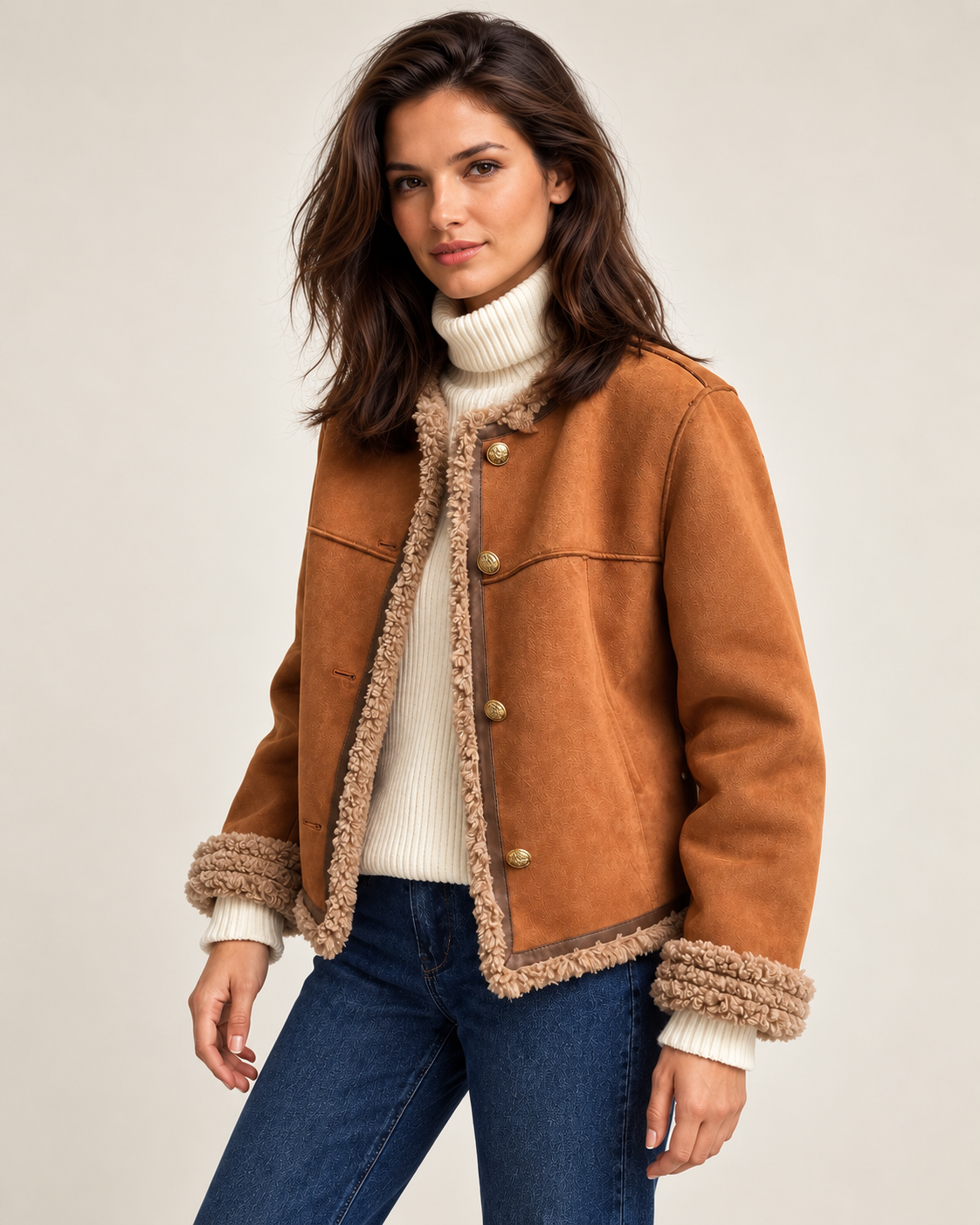 Brown three-quarter on model