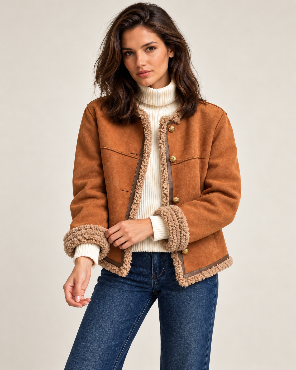 Brown styling on model