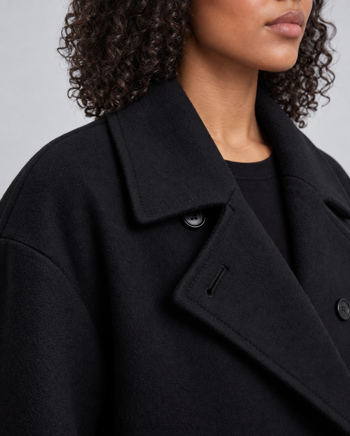 Women's Winter Coat - Cropped Boxy Oversized High Collar Short Coat