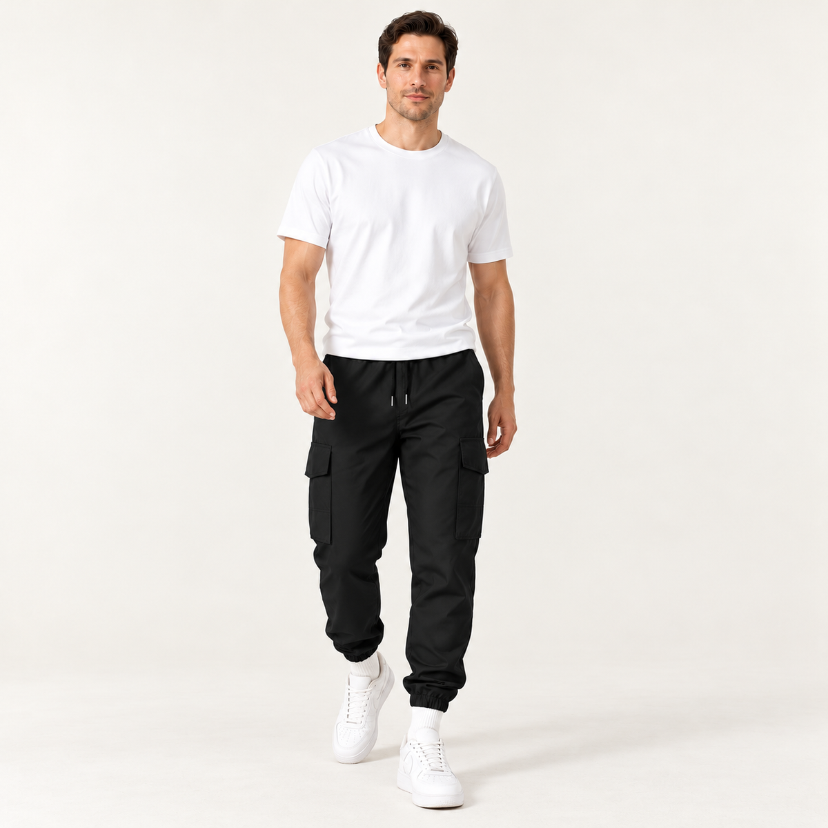 Harevi Men's Cargo Joggers Black - Styling