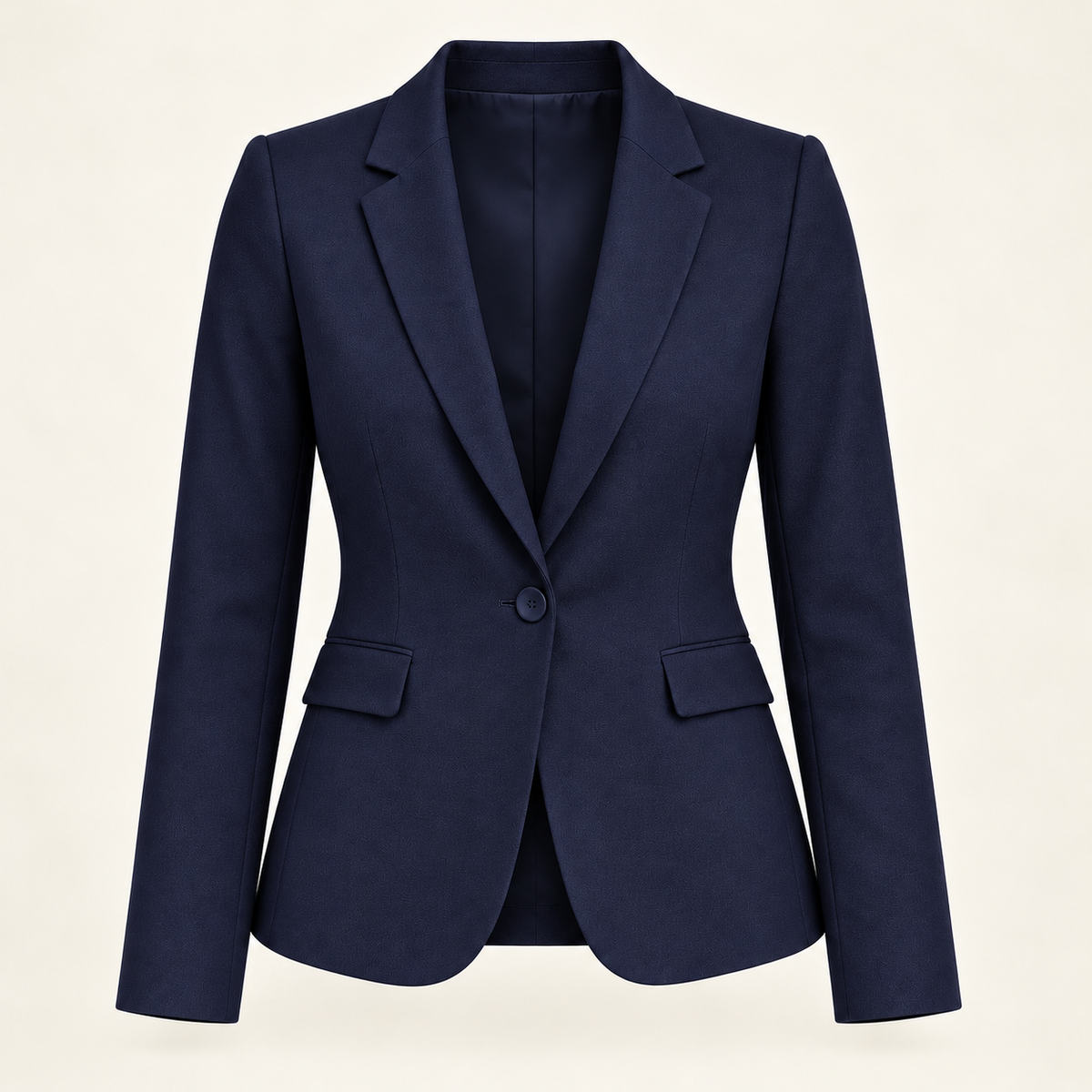 Harevi Women's Fitted One Button Blazer - Navy ghost mannequin