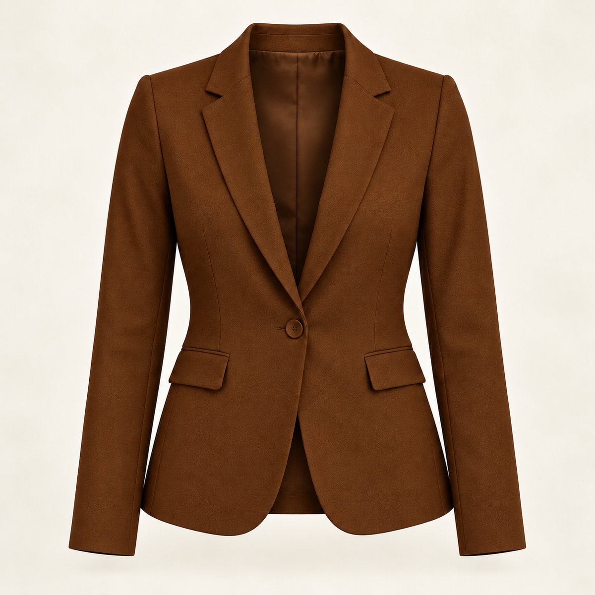 Harevi Women's Fitted One Button Blazer - Brown ghost mannequin