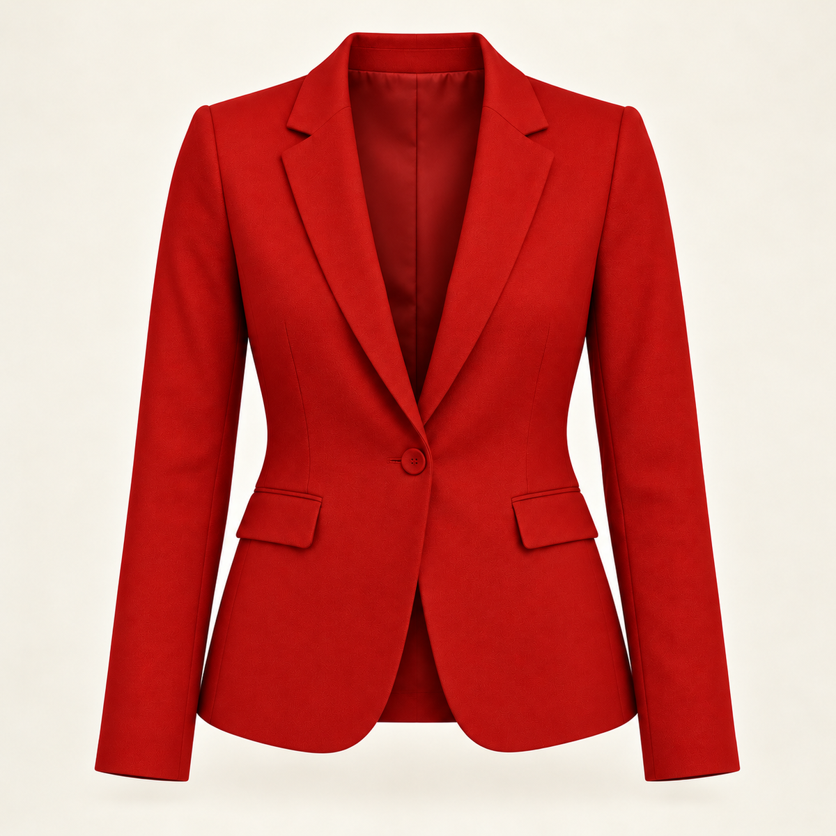 Harevi Women's Fitted One Button Blazer - Red ghost mannequin