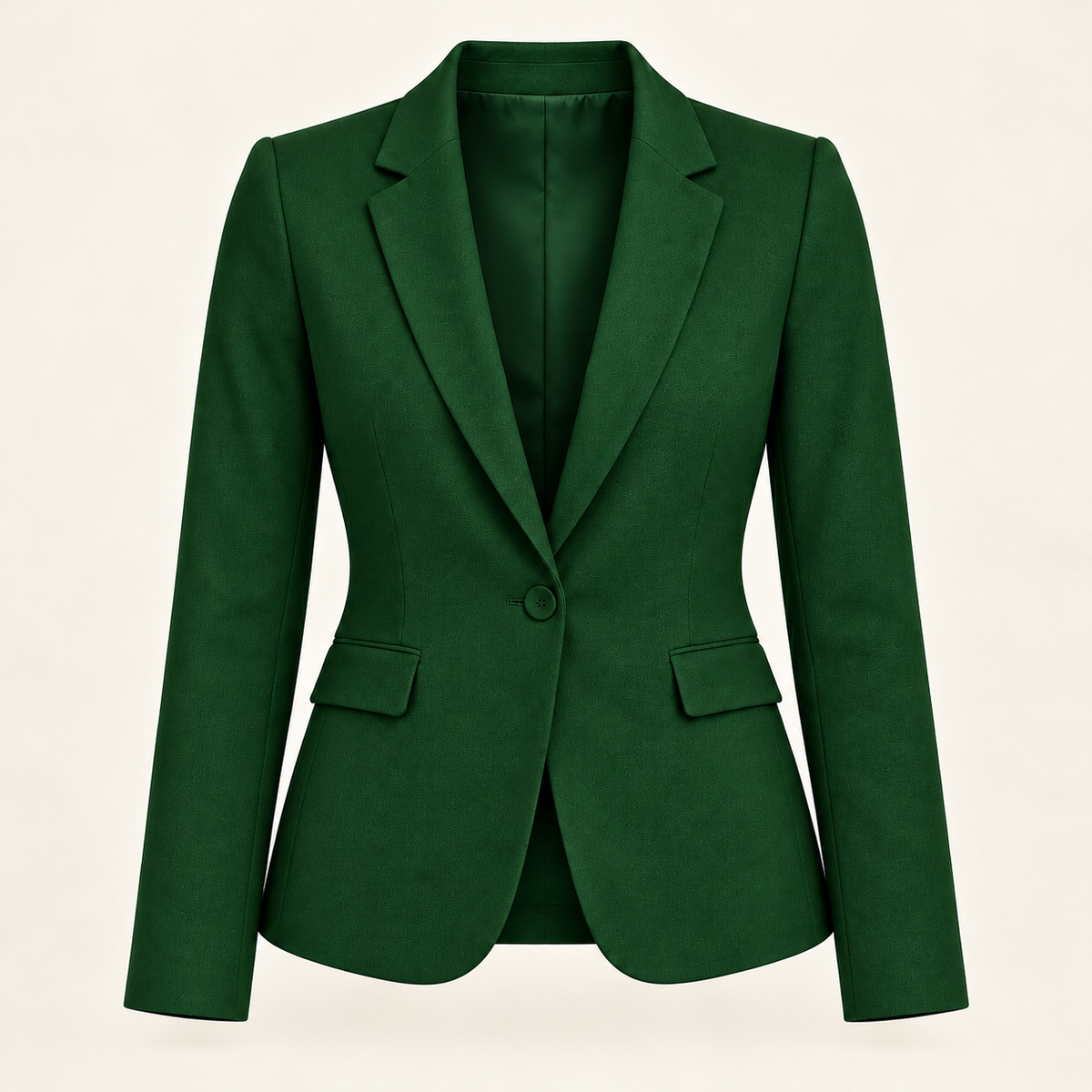 Harevi Women's Fitted One Button Blazer - Green ghost mannequin