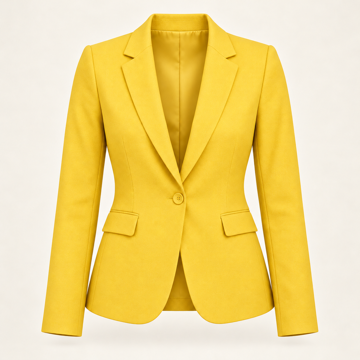 Harevi Women's Fitted One Button Blazer - Yellow ghost mannequin