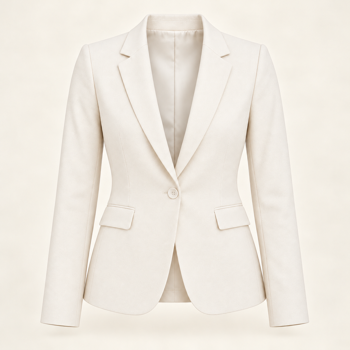 Harevi Women's Fitted One Button Blazer - White ghost mannequin