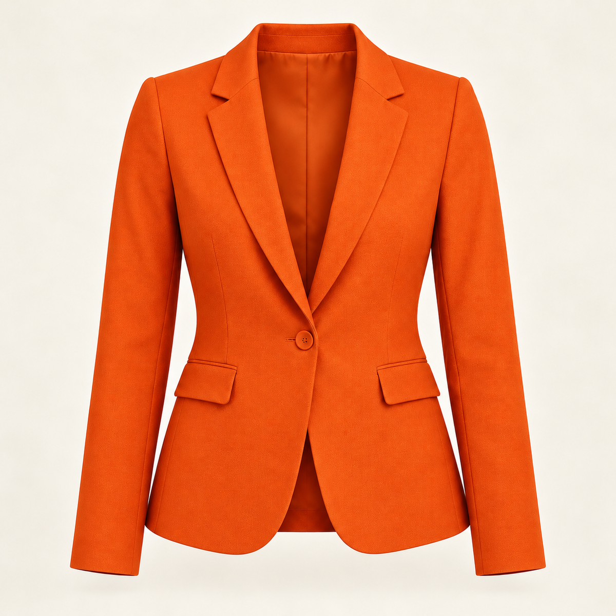 Harevi Women's Fitted One Button Blazer - Orange ghost mannequin