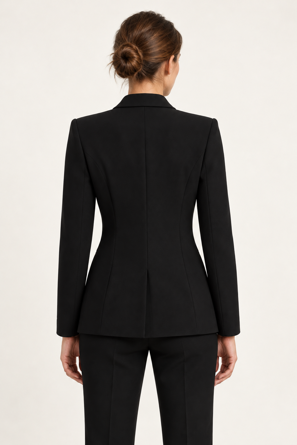 Harevi Women's Double Breasted Gold Button Blazer - Black back