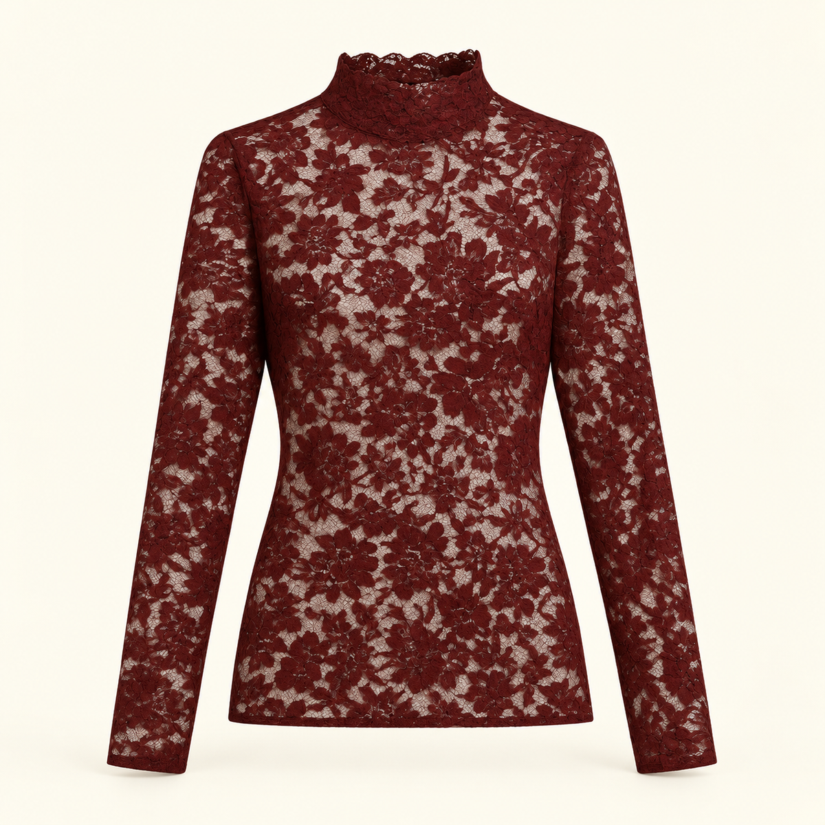 Burgundy lace blouse - product only