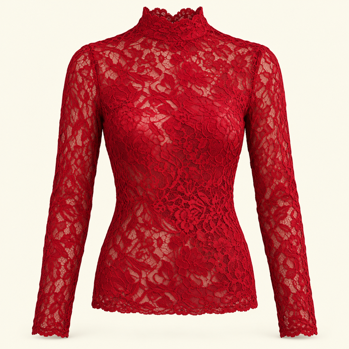 Red lace blouse - product only