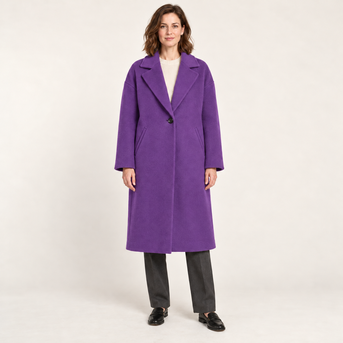 Purple coat – front view