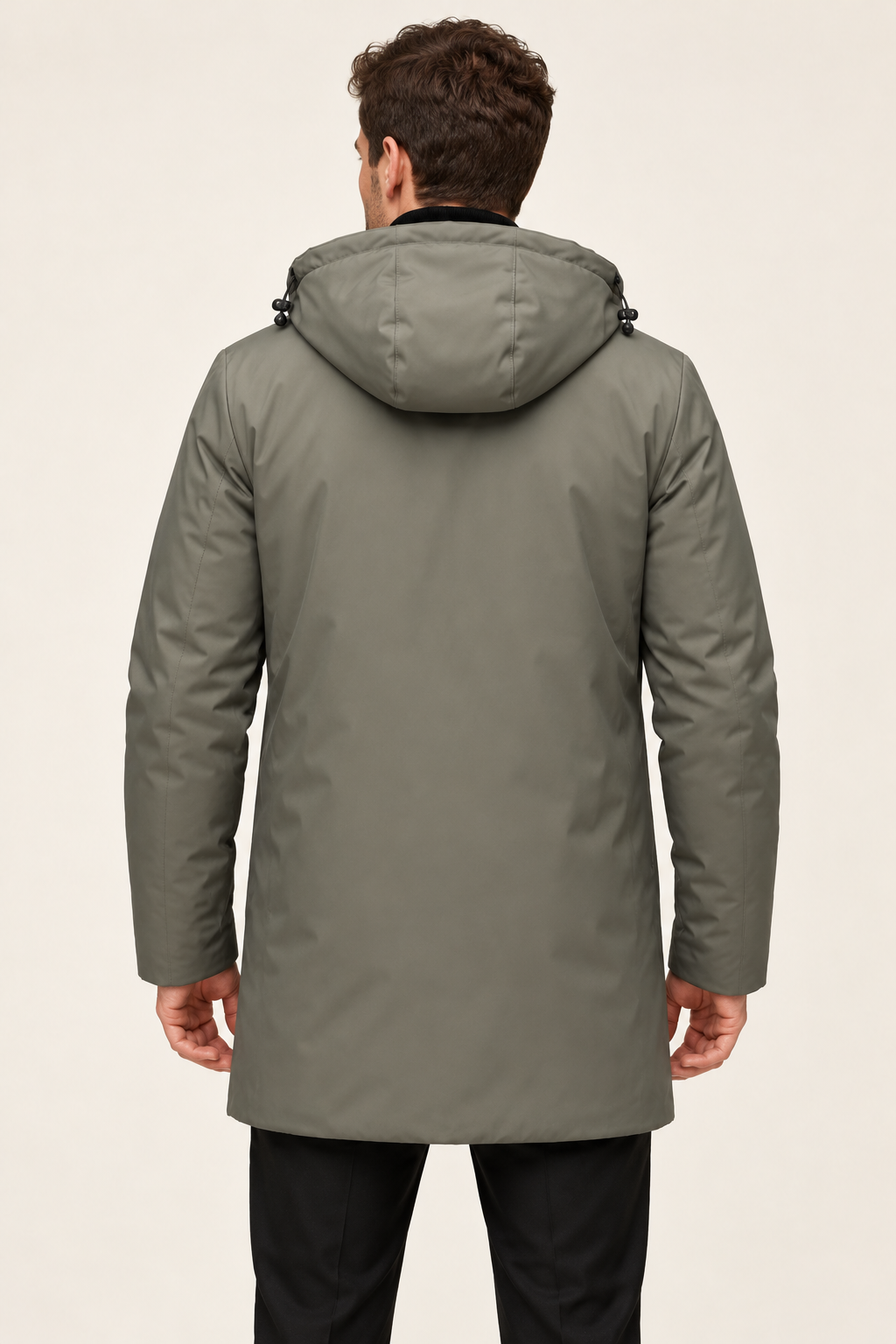 Men's Waterproof Jacket - Hooded Lined Winter Coat Regular Fit Zip - Back on model