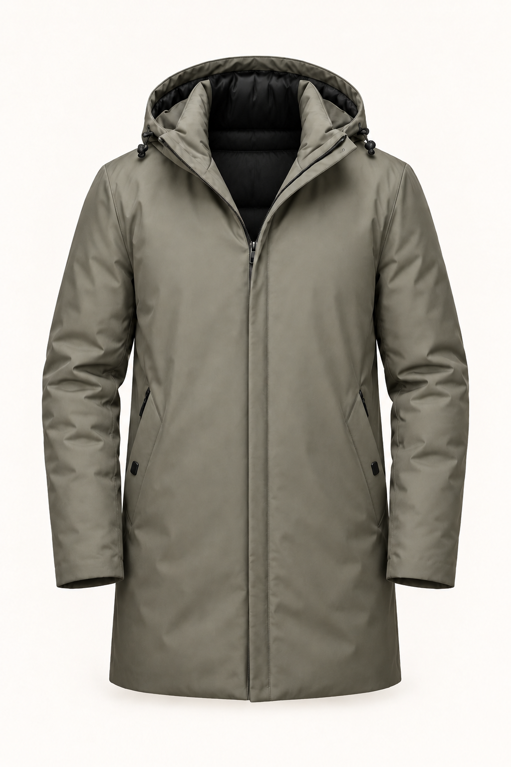 Men's Waterproof Jacket - Hooded Lined Winter Coat Regular Fit Zip - Green product only