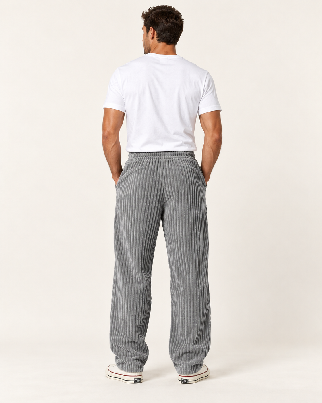 Men's Wide Leg Trousers - Back on model