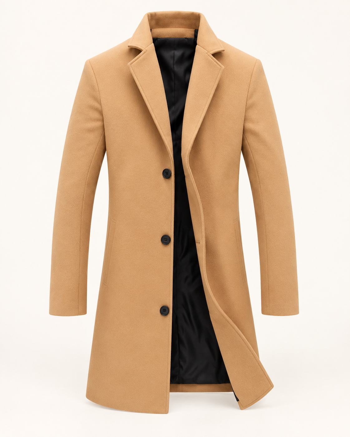 Harevi men's camel wool blend coat, product only