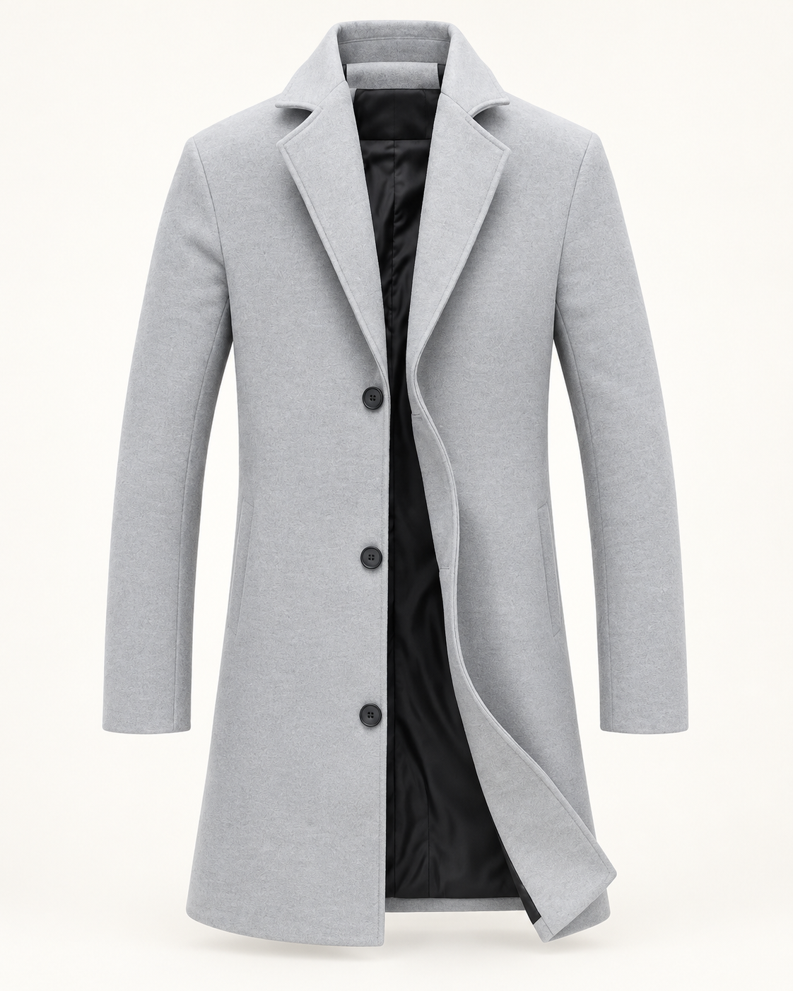 Harevi men's light grey wool blend coat, product only