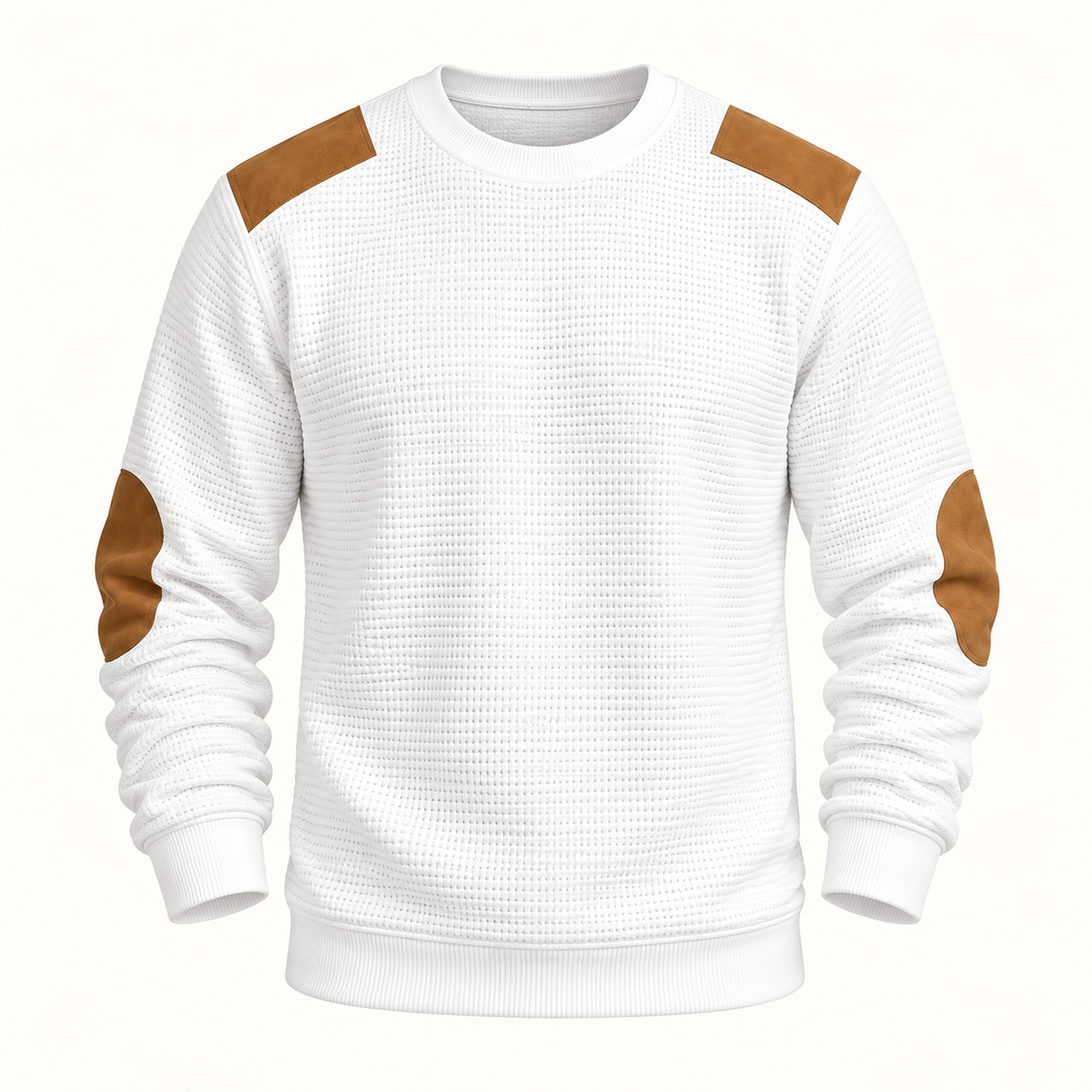Harevi Men's Waffle Knit Jumper - White ghost mannequin