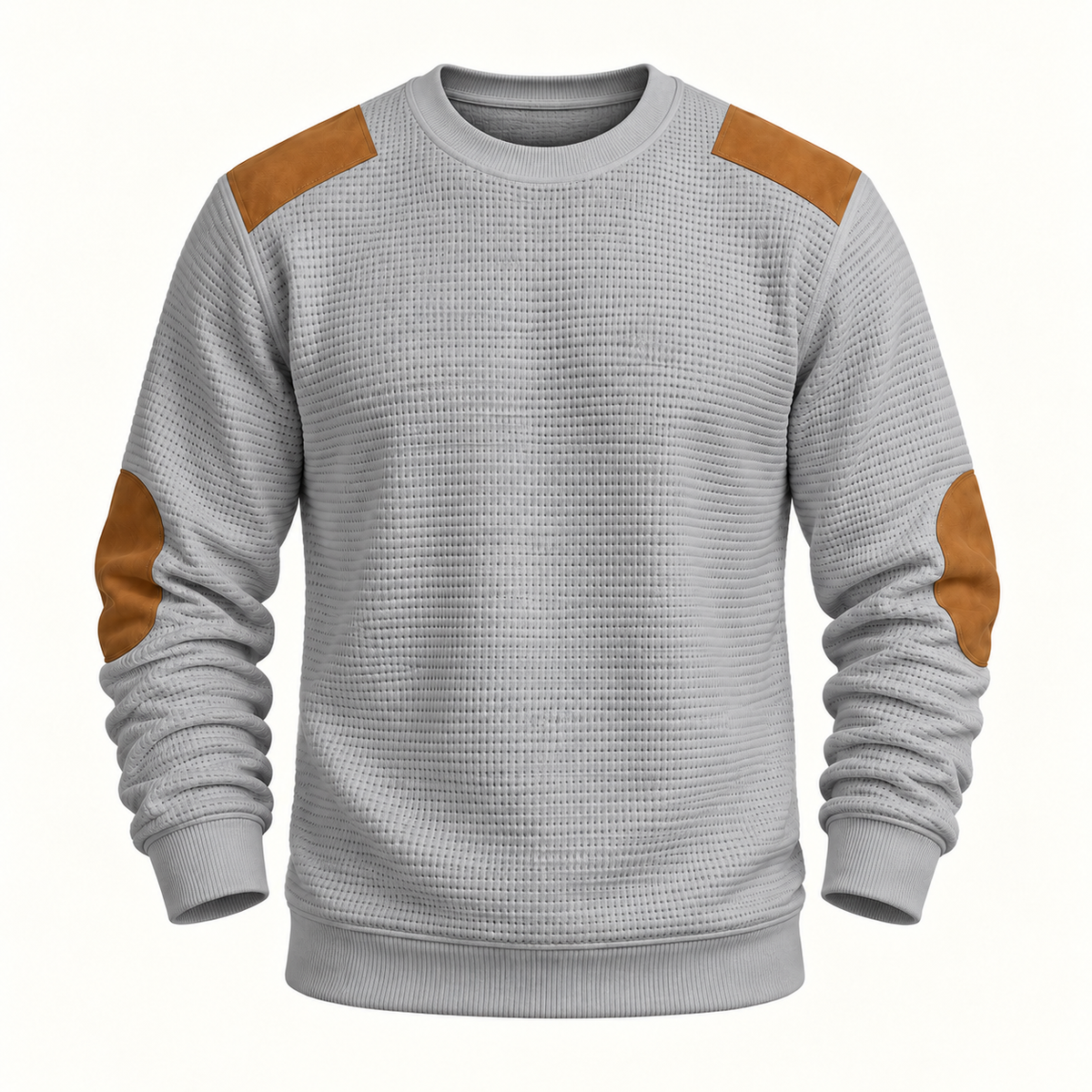 Harevi Men's Waffle Knit Jumper - Grey ghost mannequin