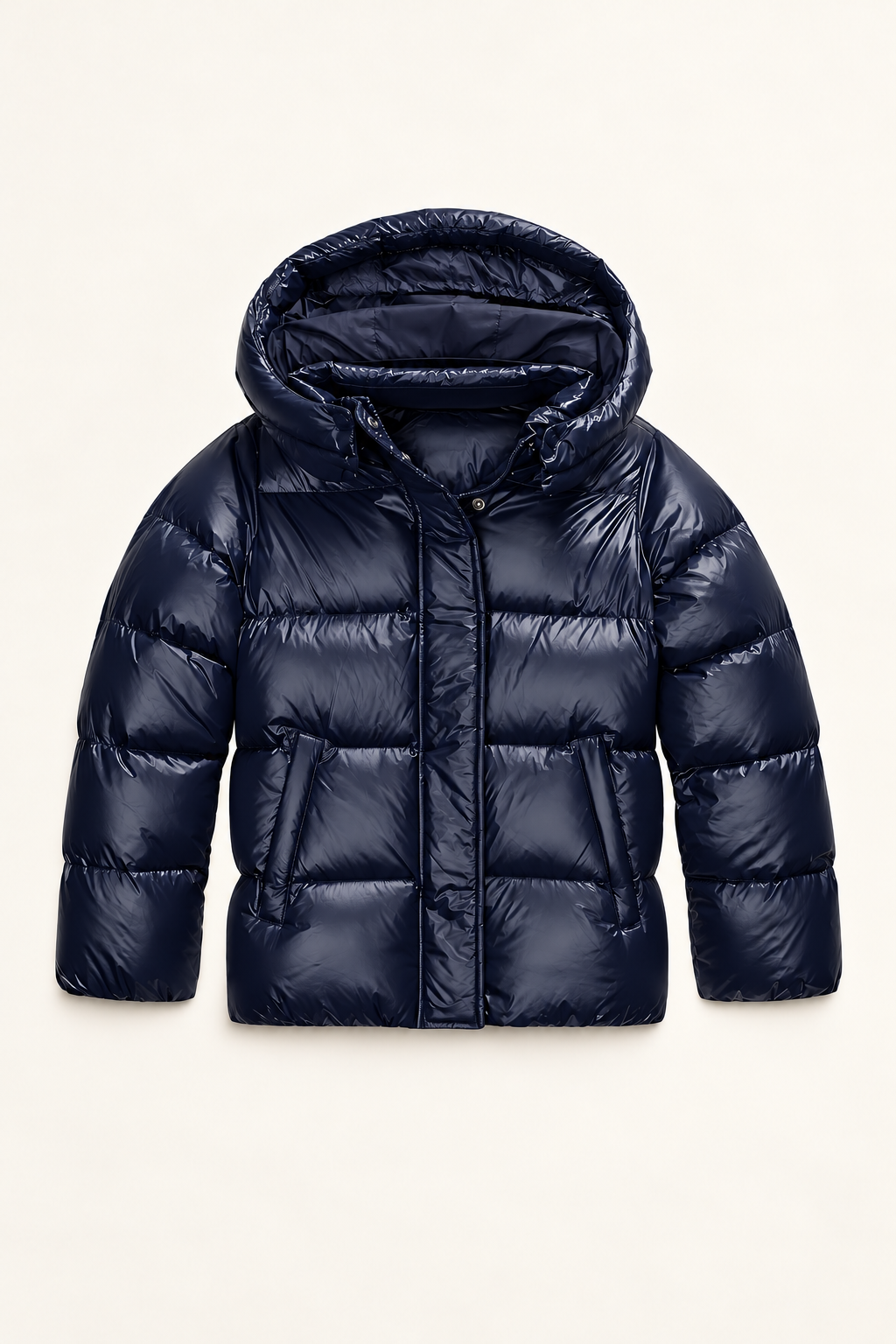 Women's Quilted Jacket - Hooded Straight Fit Winter Coat Side Pockets - Dark Blue product only