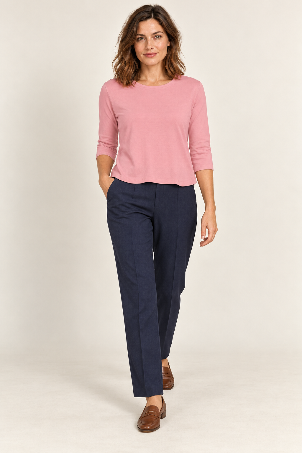 Harevi women's pink three quarter sleeve top - Styling
