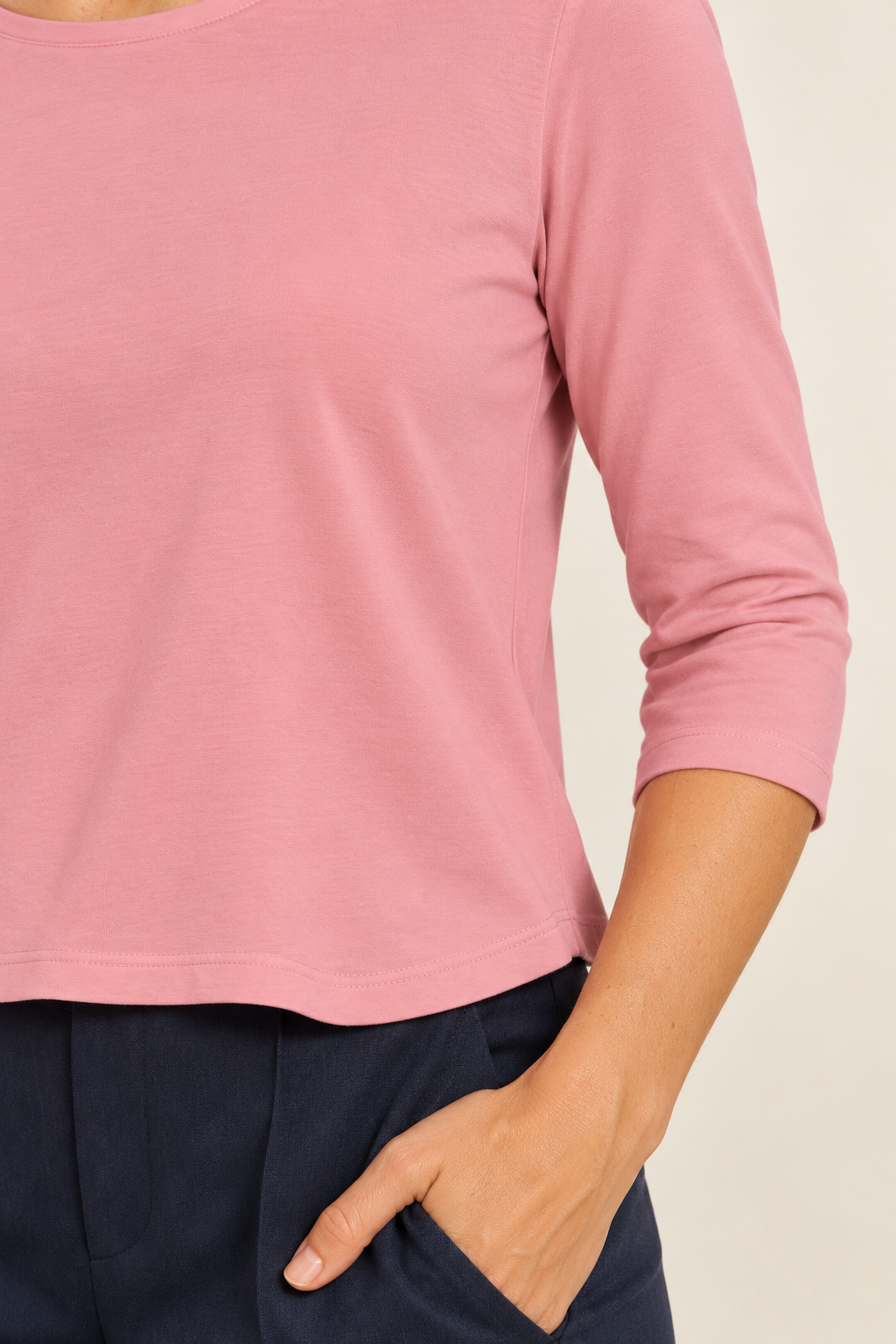 Harevi women's pink three quarter sleeve top - Detail