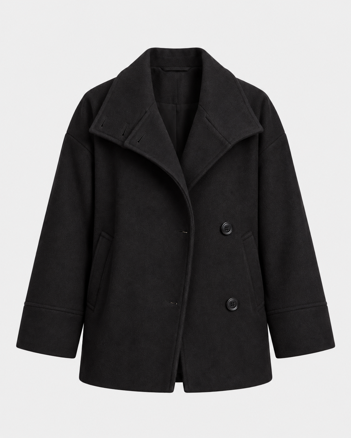 Women's Winter Coat - Cropped Boxy Oversized High Collar Short Coat