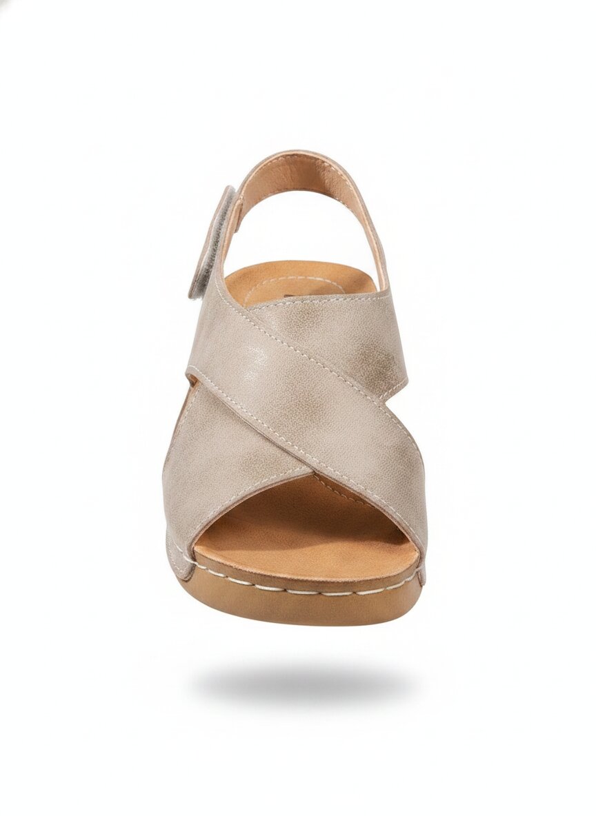 Women's Suede Wedge Sandals - Cross Strap Slingback