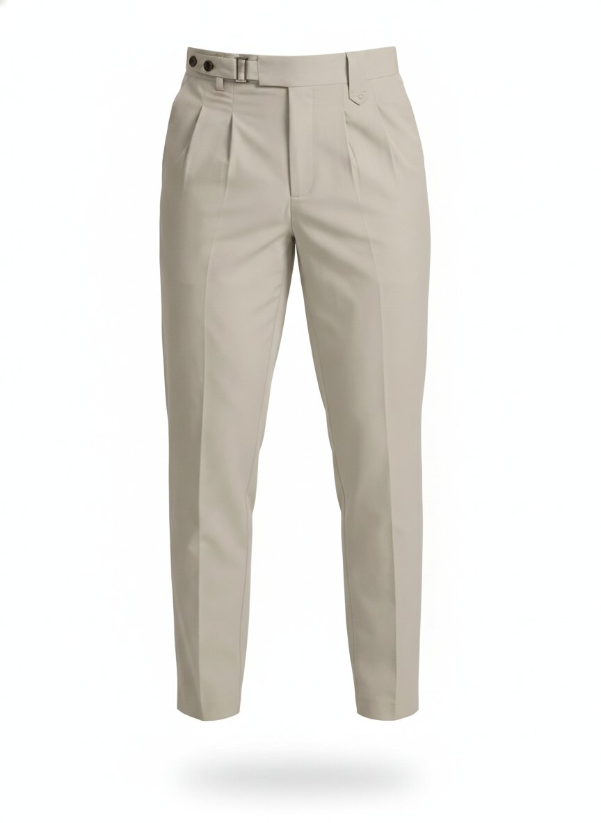 Men's Tailored Slim Fit Trousers - Cotton Blend with Slanted Pockets