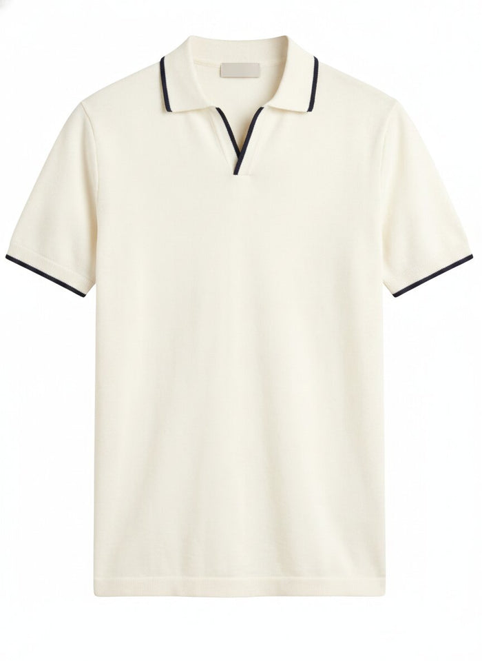 Men's Slim Fit Polo Shirt - Cotton Stretch Contrast Collar