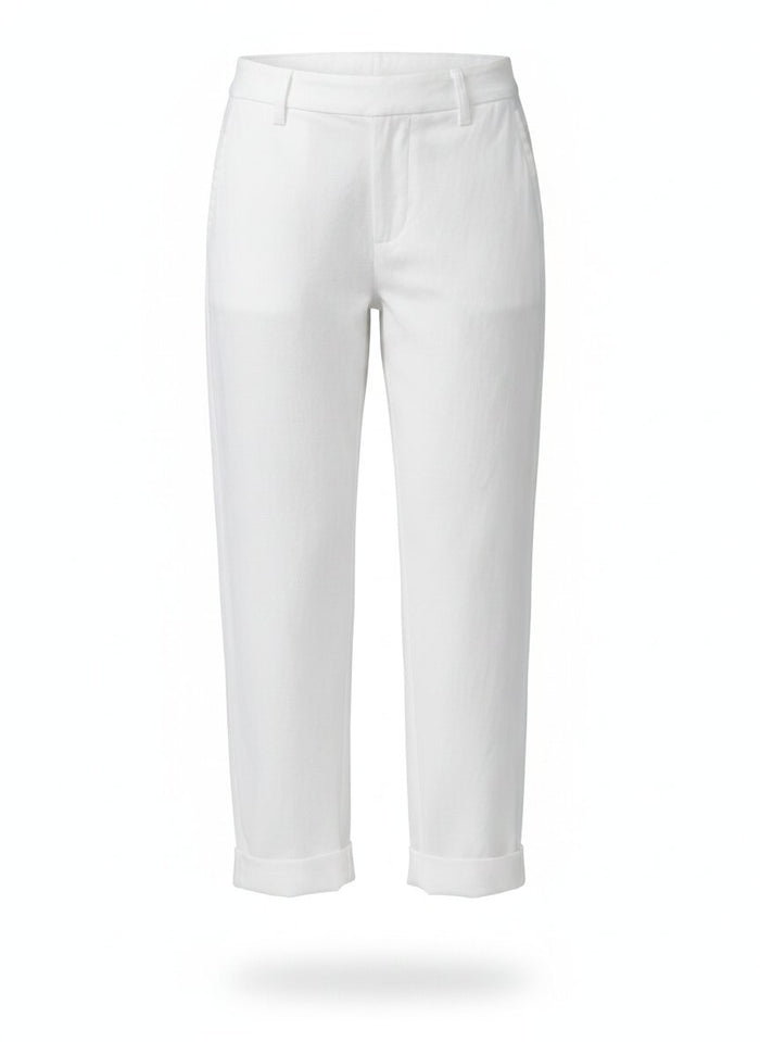 Women's Cropped Tapered Trousers - High Waist Turn-Up