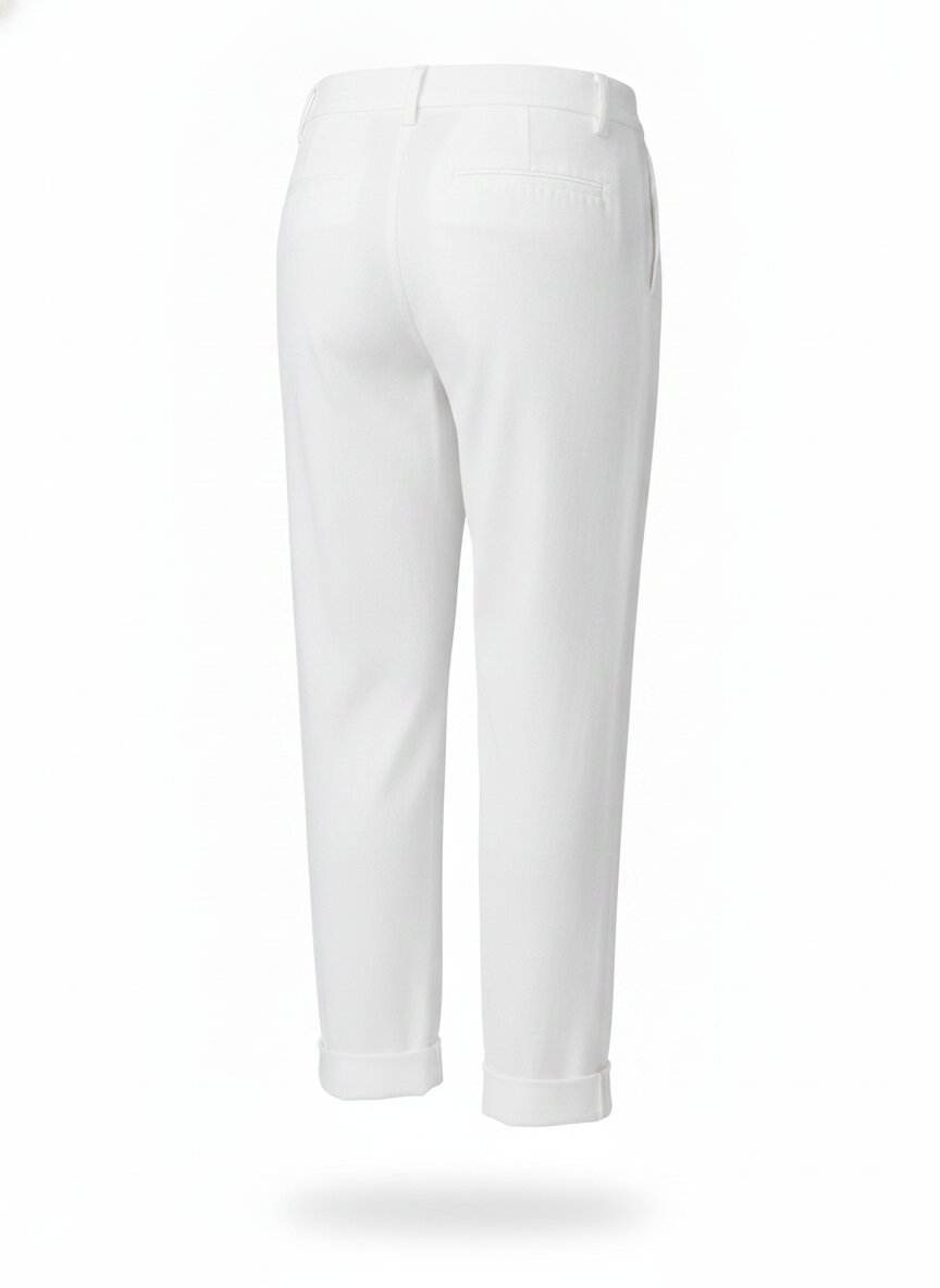 Women's Cropped Tapered Trousers - High Waist Turn-Up